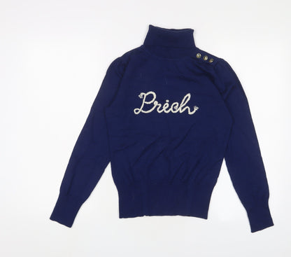 Prich Girls Blue Roll Neck Acrylic Pullover Jumper Size 13 Years Pullover - Buttons
