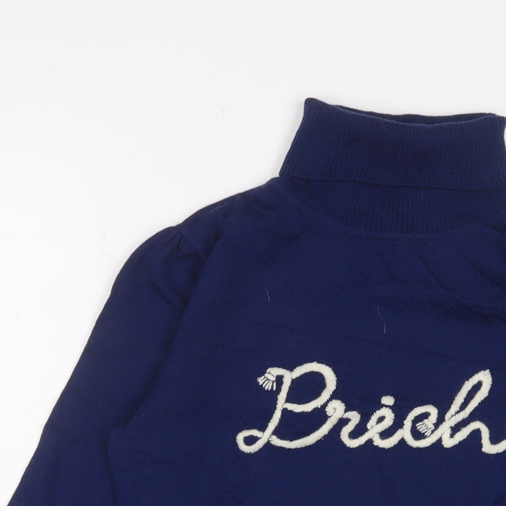 Prich Girls Blue Roll Neck Acrylic Pullover Jumper Size 13 Years Pullover - Buttons
