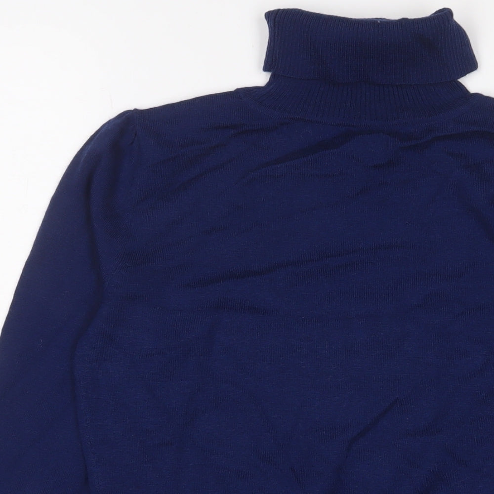 Prich Girls Blue Roll Neck Acrylic Pullover Jumper Size 13 Years Pullover - Buttons