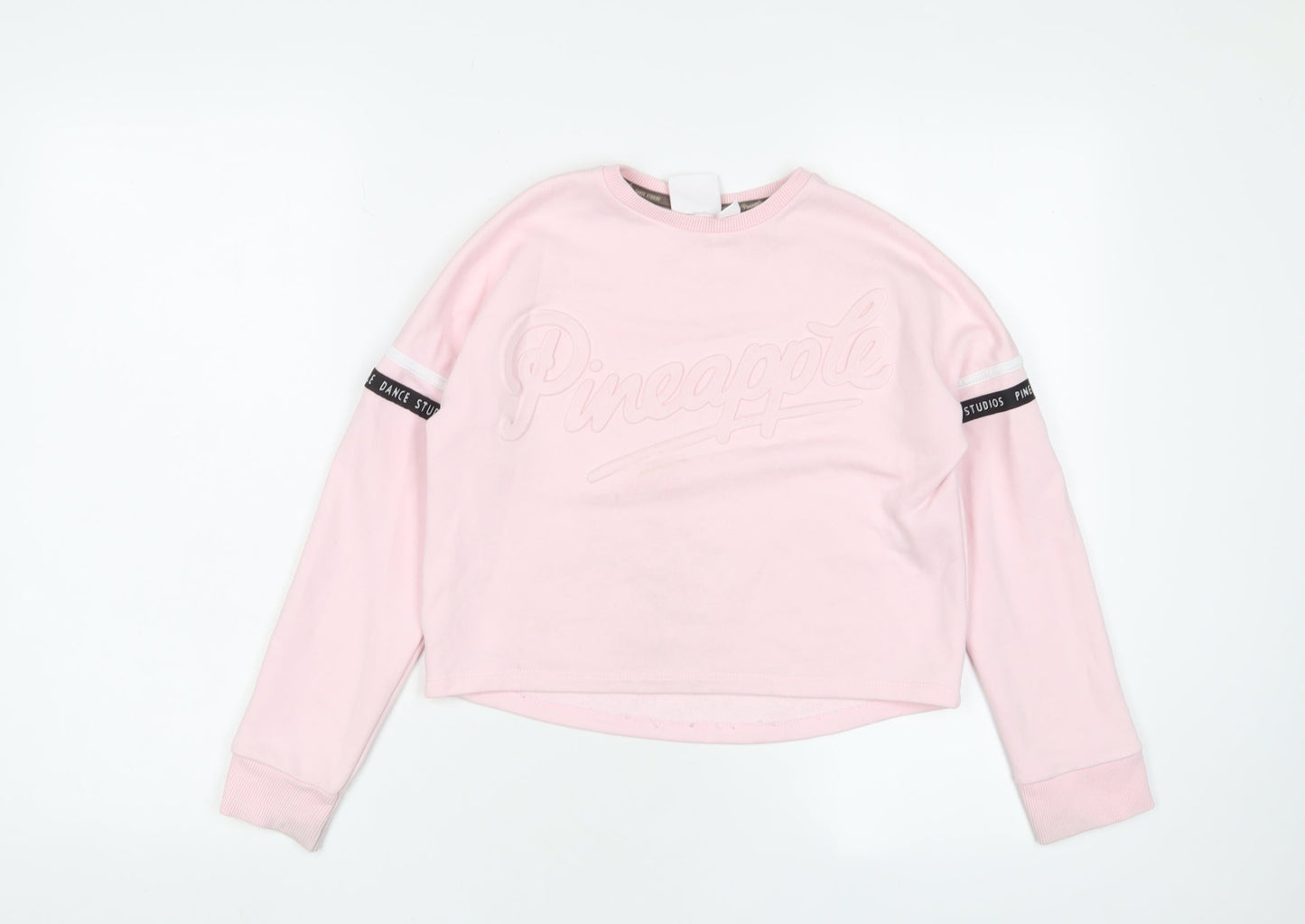 Pineapple Girls Pink Cotton Pullover Sweatshirt Size 9-10 Years Pullover - Logo, Embroidered