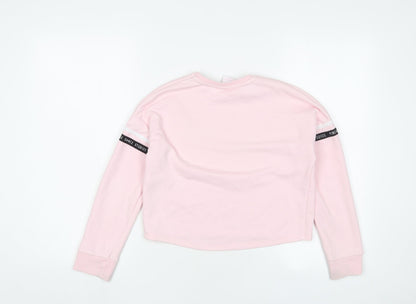 Pineapple Girls Pink Cotton Pullover Sweatshirt Size 9-10 Years Pullover - Logo, Embroidered