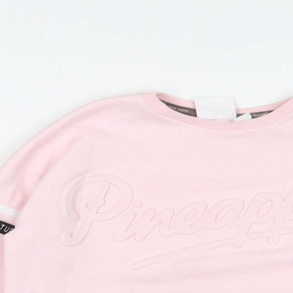 Pineapple Girls Pink Cotton Pullover Sweatshirt Size 9-10 Years Pullover - Logo, Embroidered
