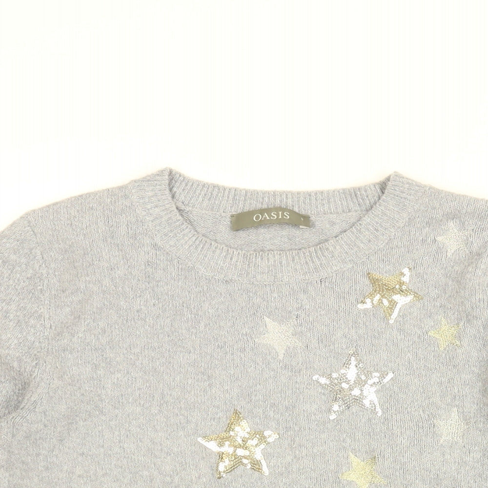 Womens UK Size S Oasis Grey Pullover Jumper