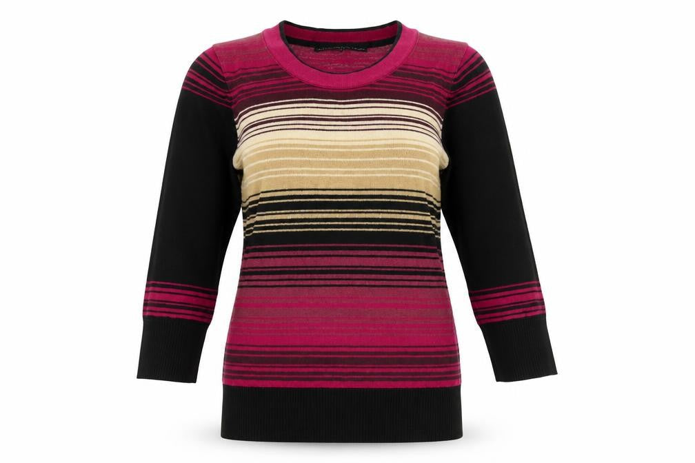 Womens UK Size 8 Betty Jackson Black Multicoloured Basic T-Shirt