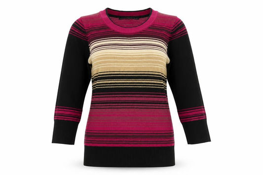 Womens UK Size 8 Betty Jackson Black Multicoloured Basic T-Shirt