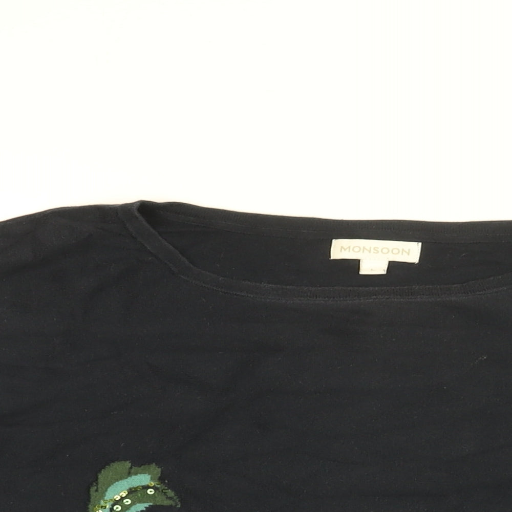 Womens UK Size L Monsoon Blue Basic T-Shirt