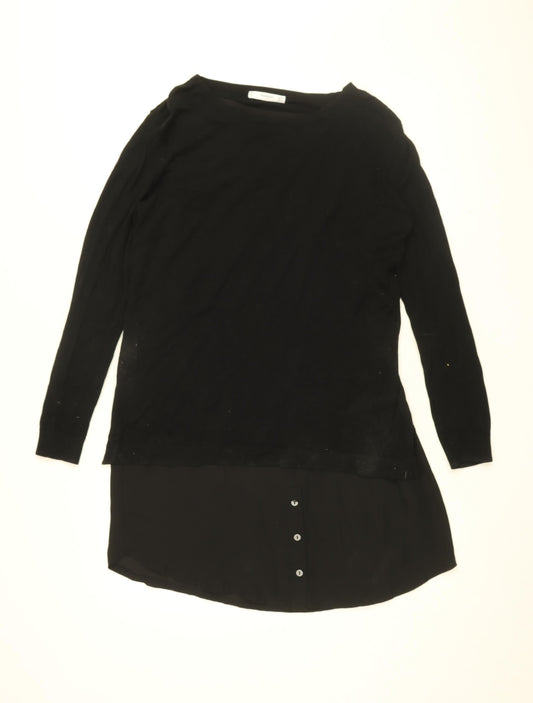 Womens UK Size M Mango Black Basic Blouse