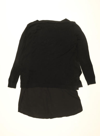 Womens UK Size M Mango Black Basic Blouse