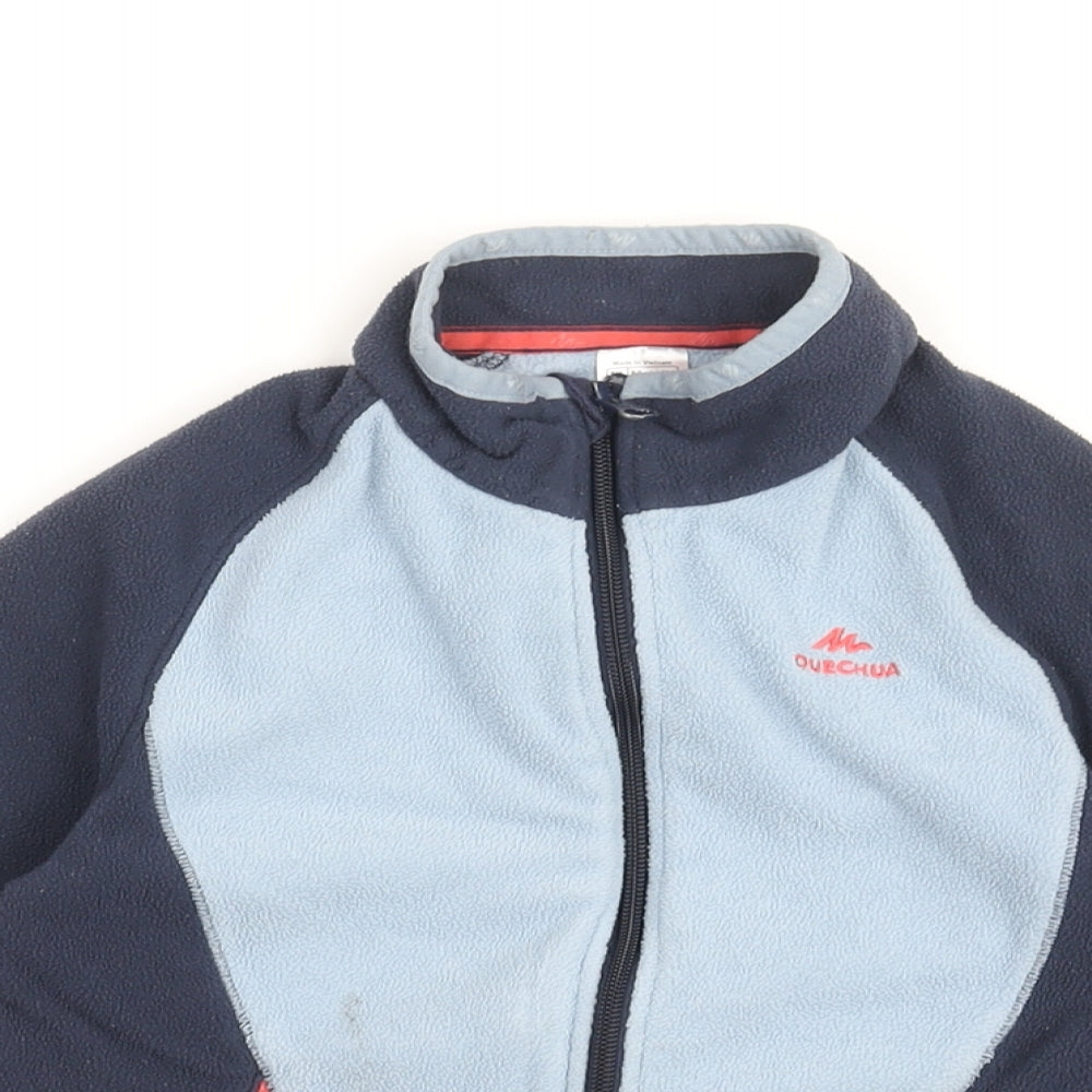 DECATHLON Girls Blue Polyester Full Zip Sweatshirt Size 8-9 Years Zip