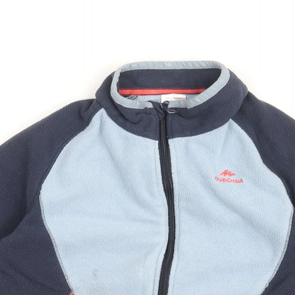 DECATHLON Girls Blue Polyester Full Zip Sweatshirt Size 8-9 Years Zip