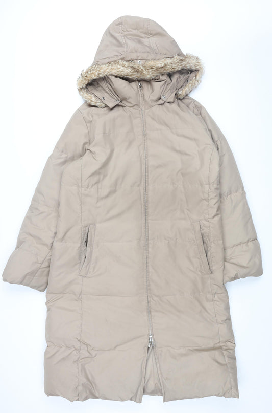 Gap Womens Beige Overcoat Coat Size XL Zip - Faux Fur Hood