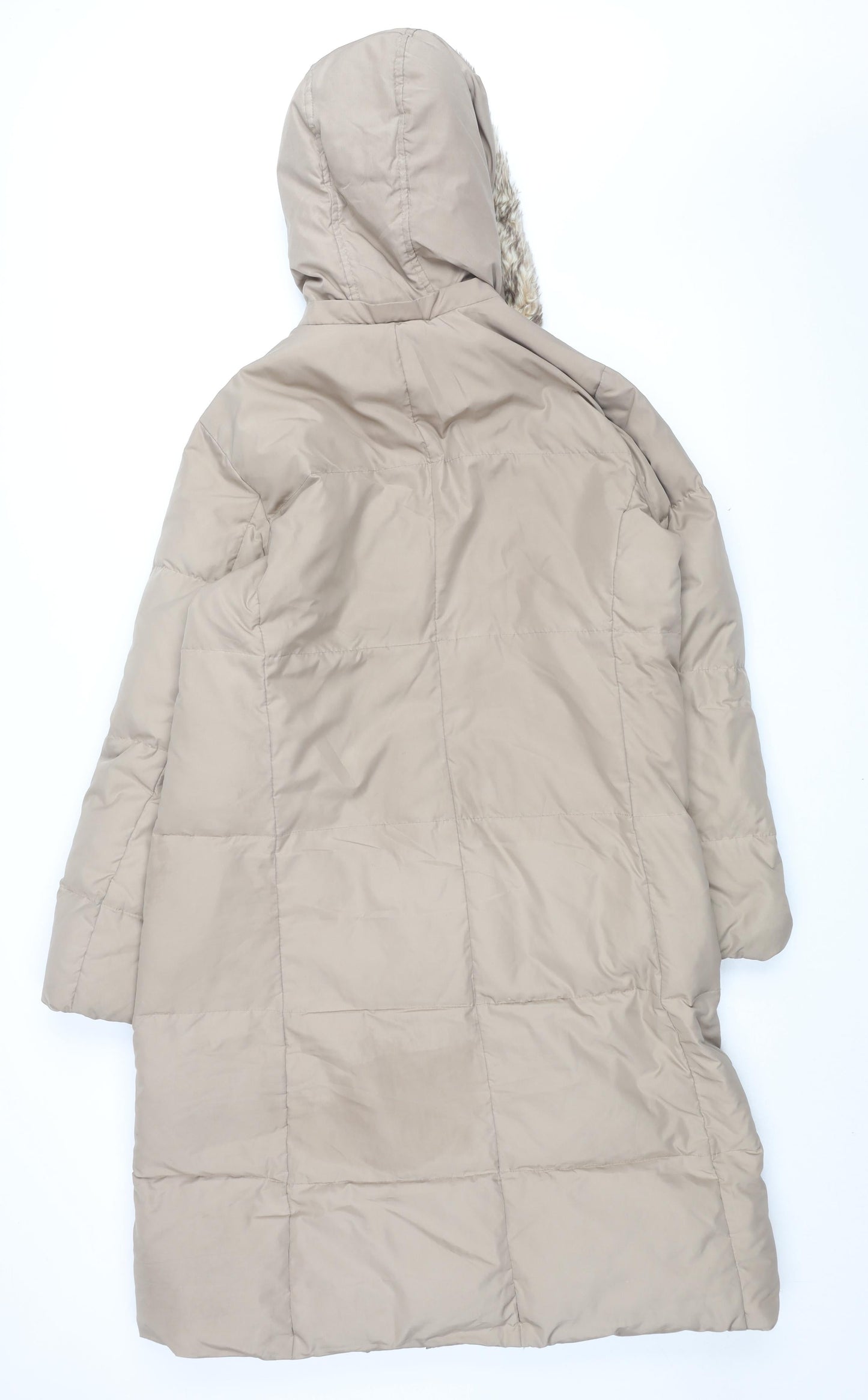 Gap Womens Beige Overcoat Coat Size XL Zip - Faux Fur Hood