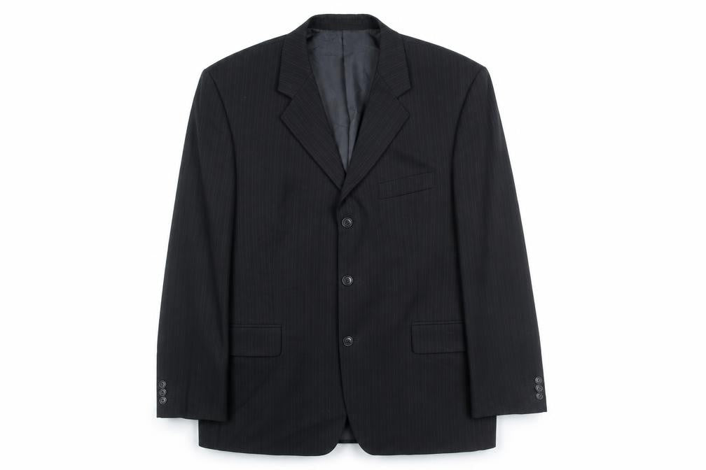 Mens UK Size 44 Pinstripe Regular Black Suit Jacket
