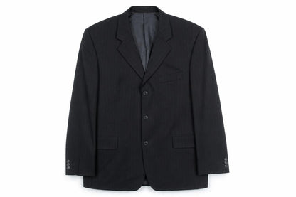 Mens UK Size 44 Pinstripe Regular Black Suit Jacket
