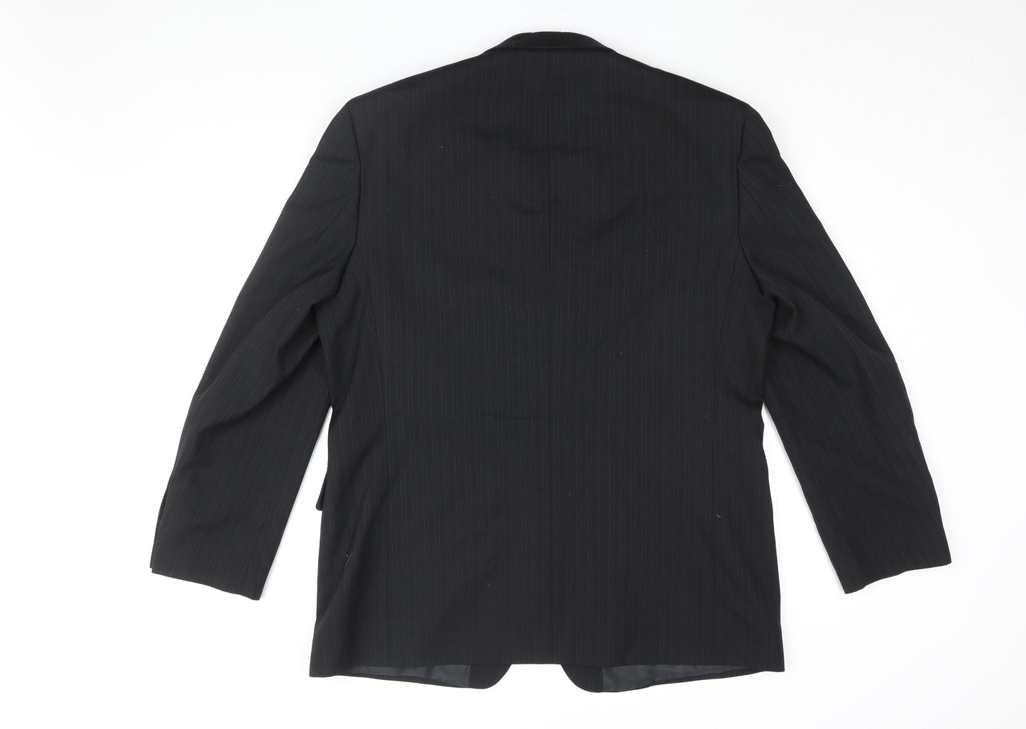 Mens UK Size 44 Pinstripe Regular Black Suit Jacket