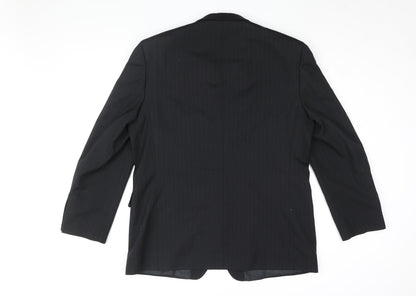 Mens UK Size 44 Pinstripe Regular Black Suit Jacket