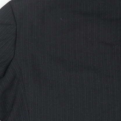 Mens UK Size 44 Pinstripe Regular Black Suit Jacket