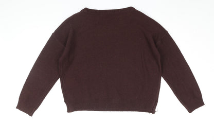 Brave Soul Womens Brown Round Neck Acrylic Pullover Jumper Size M