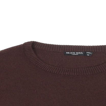 Brave Soul Womens Brown Round Neck Acrylic Pullover Jumper Size M