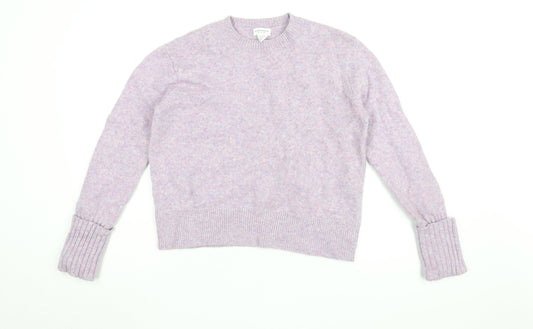 Club Monaco Womens Purple Round Neck Wool Pullover Jumper Size XS