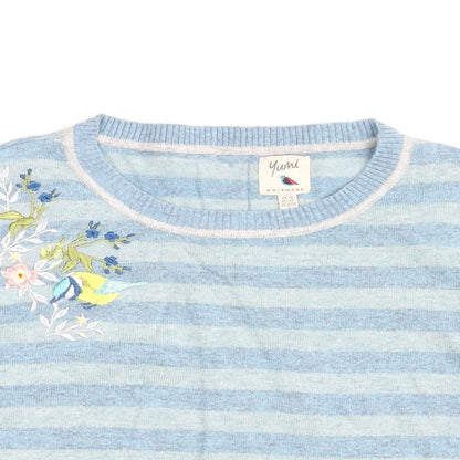 Womens UK Size 14 Yumi Blue Pullover Jumper