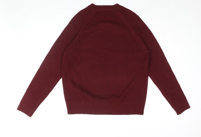 Burton Mens Red Round Neck Acrylic Pullover Jumper Size XL Long Sleeve