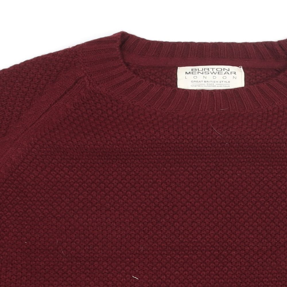 Burton Mens Red Round Neck Acrylic Pullover Jumper Size XL Long Sleeve
