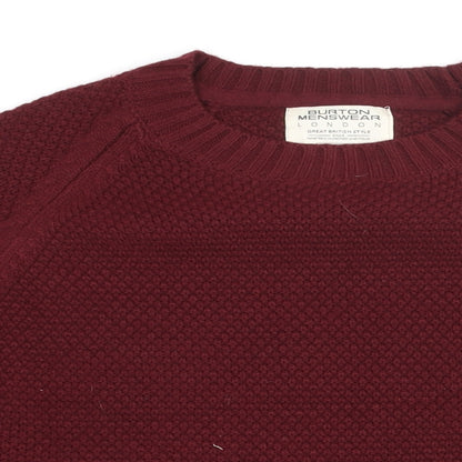 Burton Mens Red Round Neck Acrylic Pullover Jumper Size XL Long Sleeve