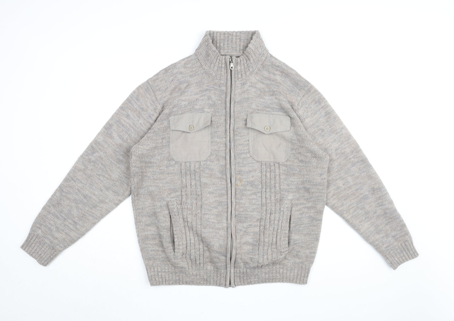 Mens UK Size L Atlas For Men Beige Full Zip Sweatshirt