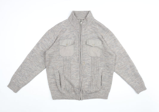 Mens UK Size L Atlas For Men Beige Full Zip Sweatshirt