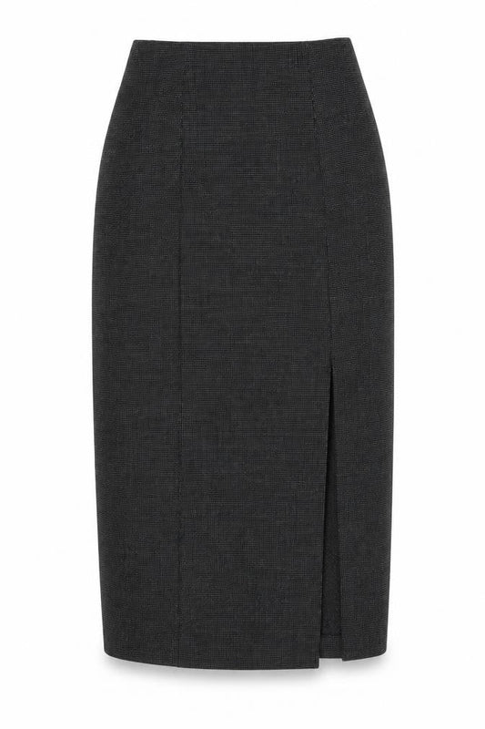 Claudia Sträter Black Midi Wool Blend Pencil Skirt