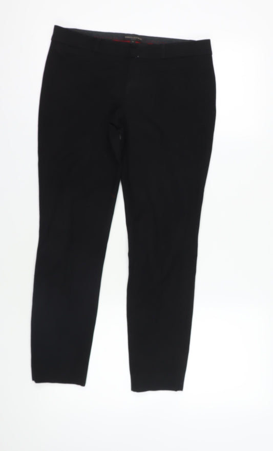 Womens UK Size M Marks and Spencer Slim Fit Dress Pants Black Trousers
