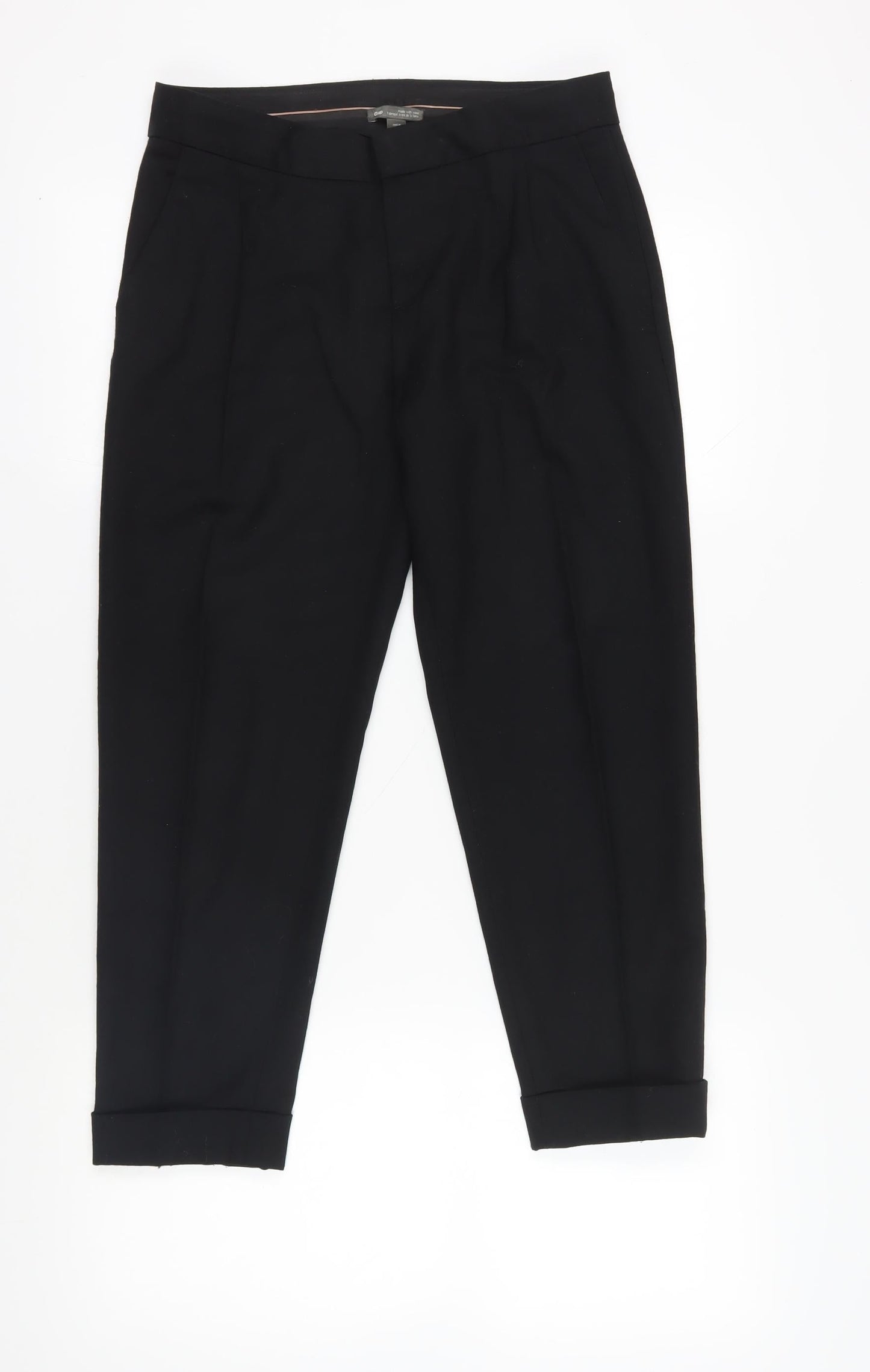 Womens UK Size 8 Gap Regular Fit Cropped Black Trousers