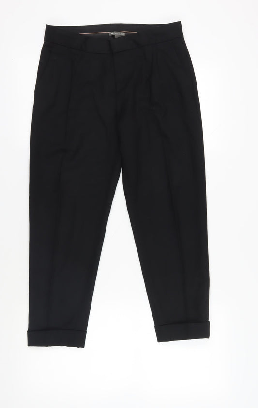 Womens UK Size 8 Gap Regular Fit Cropped Black Trousers