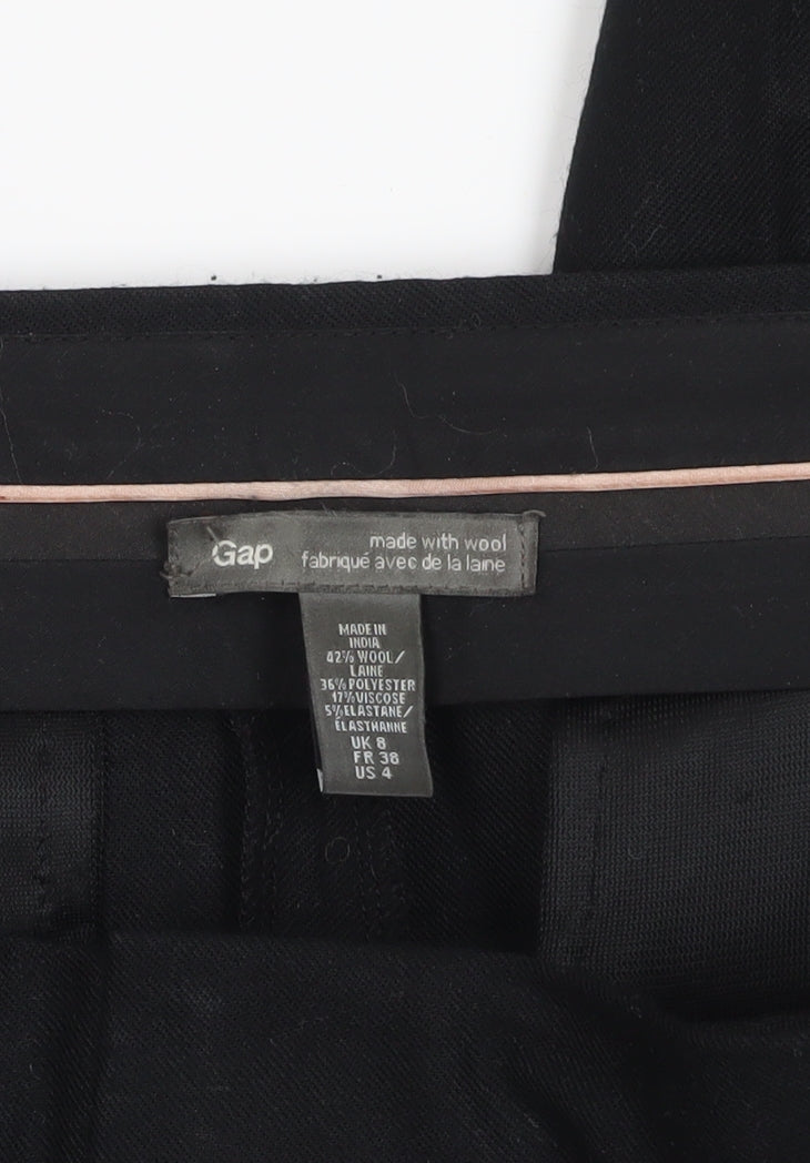 Womens UK Size 8 Gap Regular Fit Cropped Black Trousers