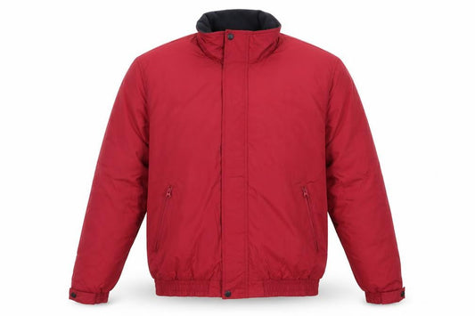 Front view of Joseph Turner Red XL Bomber Coat with Full Zip