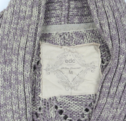 Esprit Grey Wool Cardigan Medium Open-Knit