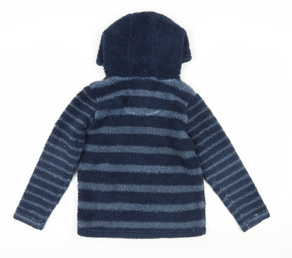 FatFace Girls Blue Striped Fleece Hoodie Size 9-10 Yrs