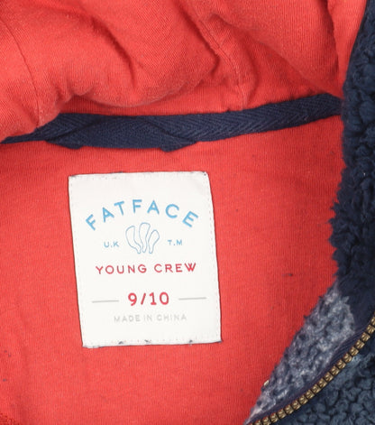 FatFace Girls Blue Striped Fleece Hoodie Size 9-10 Yrs