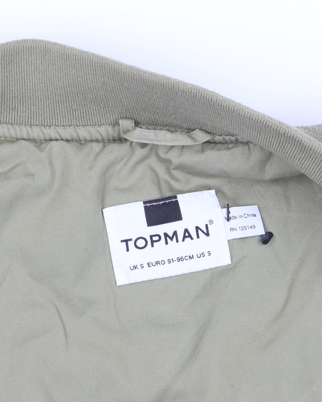 Mens UK Size S Topman Green Bomber Jacket