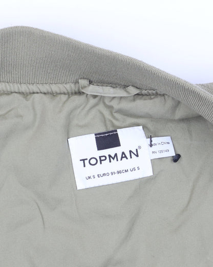Mens UK Size S Topman Green Bomber Jacket