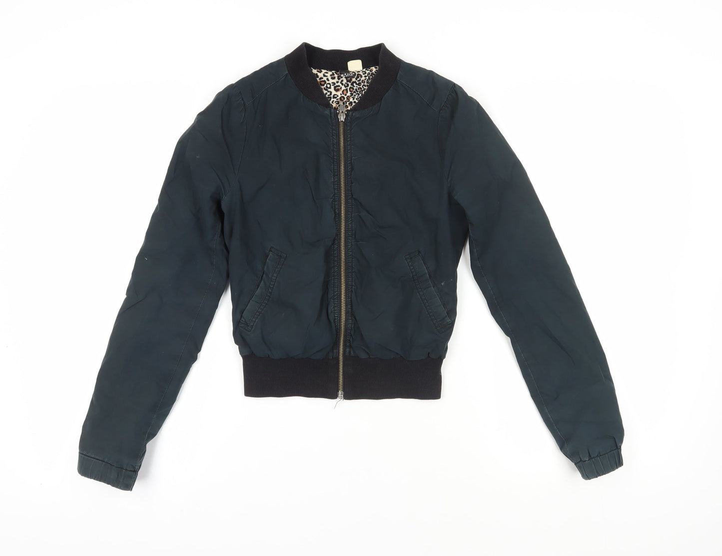 Womens UK Size 6 H&M Black Bomber Jacket