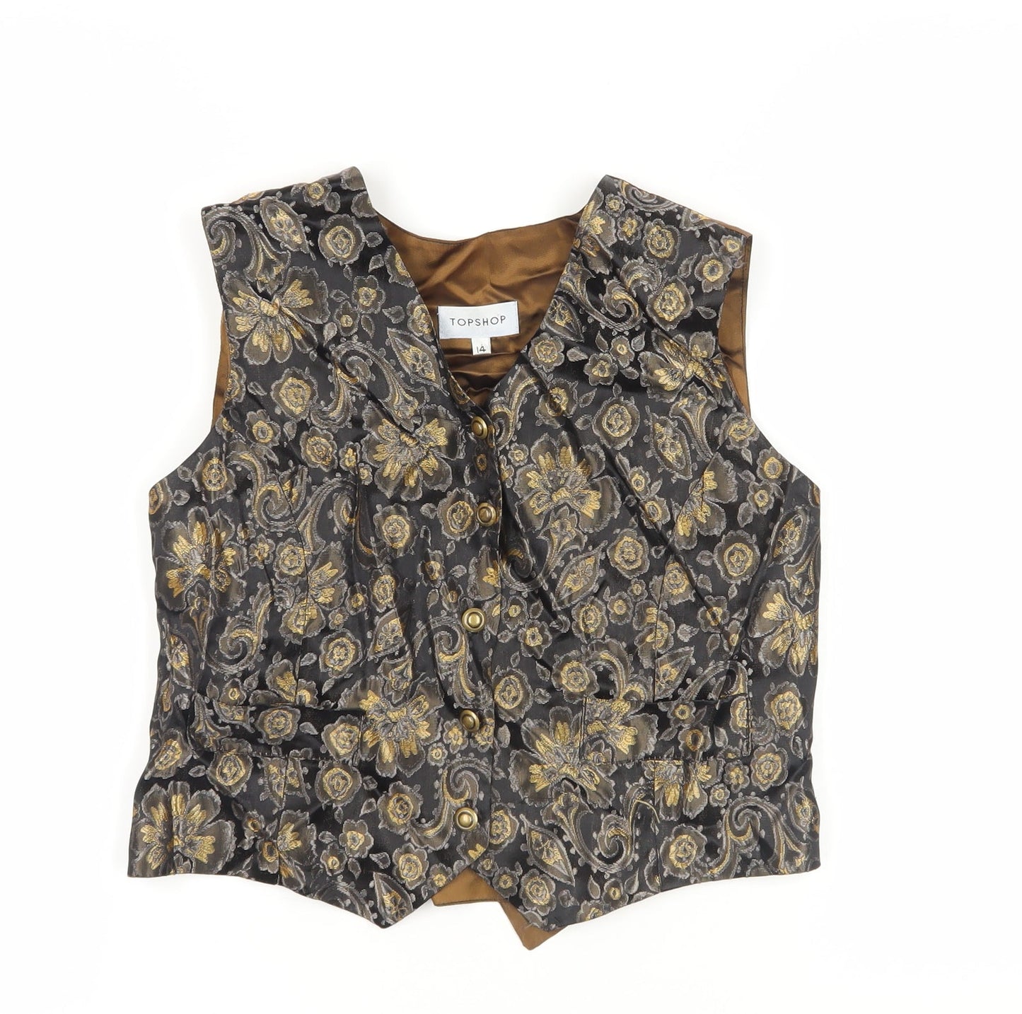 Topshop Women's Multicoloured Floral Waistcoat Size 14