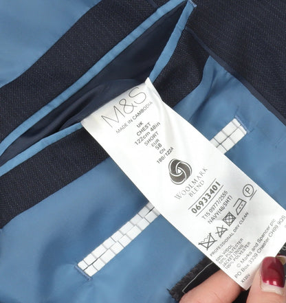 Mens UK Size 48 Marks and Spencer Regular Blue Suit Jacket