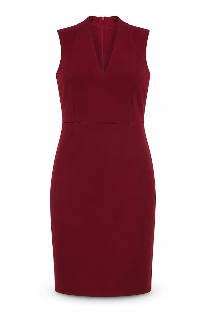 Oasis Women's Red Bodycon Dress - Size M, V-Neck