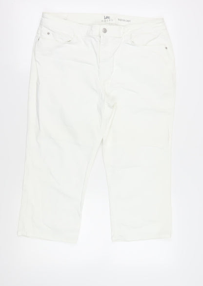 Lee Women's White Capri Jeans Size 16 Stretch Denim