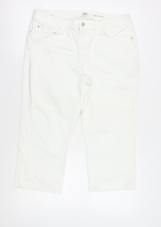 Lee Women's White Capri Jeans Size 16 Stretch Denim