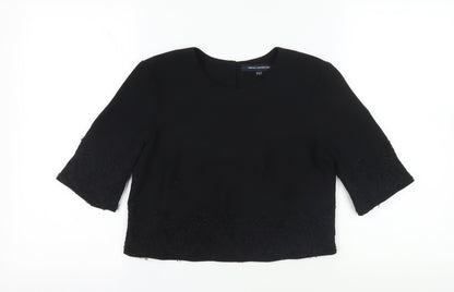 Womens UK Size 8 French Connection Black Cropped Blouse