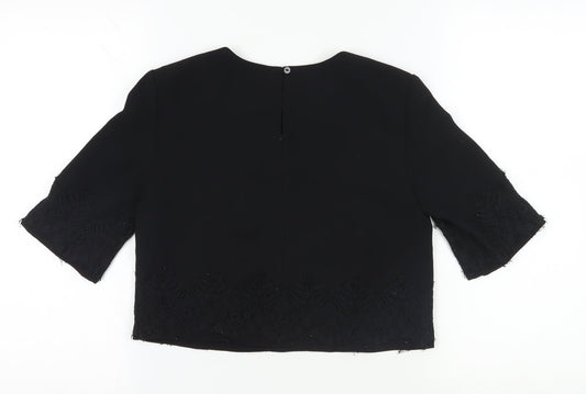 French Connection Women's Black Cropped Blouse, Size 8