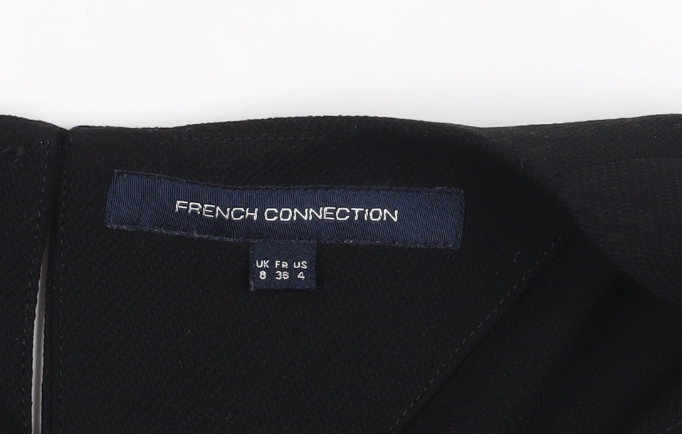 Womens UK Size 8 French Connection Black Cropped Blouse